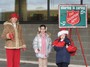 Pam Maloney, her son Michael and Jessica Melbourne ring the bells